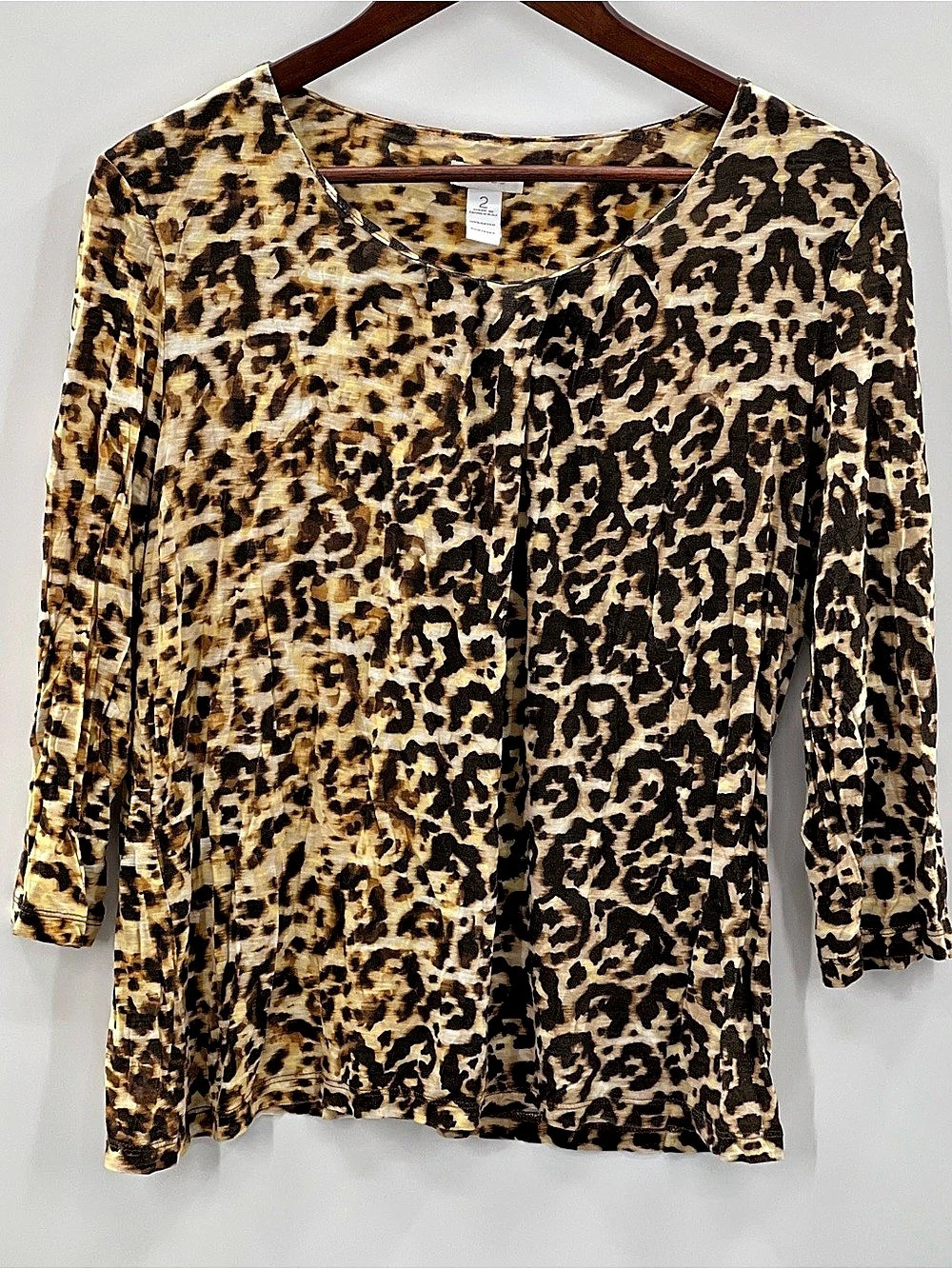 547 Chico's Animal Print Blouse in Brown & Black Size 2